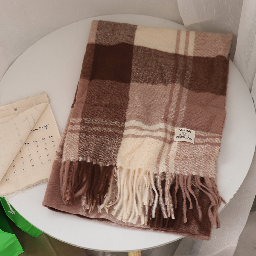 Wool Scarf Men - Casualowy, wiatroodporny, wełniany szal w kratę