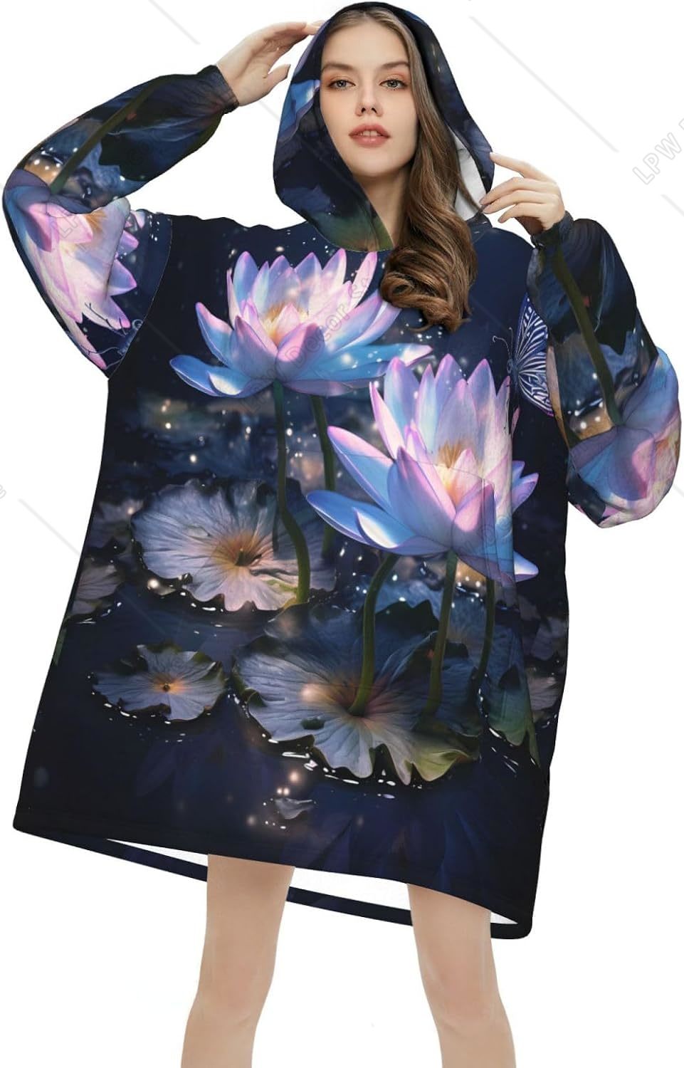 Sherpa Hoodie Fleece - Koc z kapturem Fantasy Waterlily, bluza