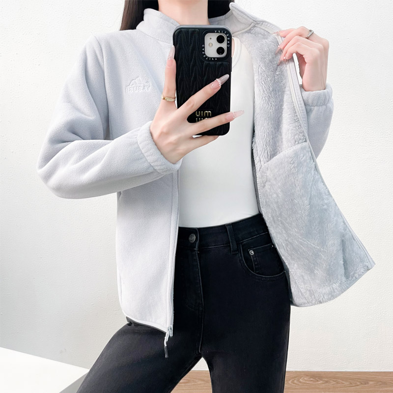 Sherpa Hoodie Fleece - Bluza polarowa bez kaptura damska oversize
