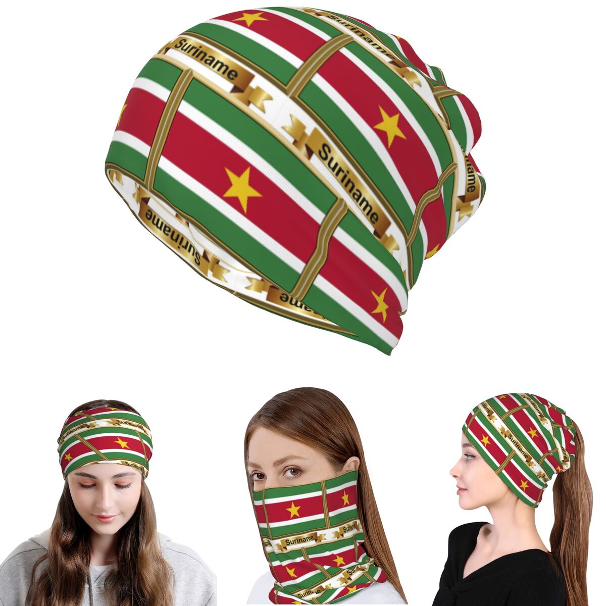 Knit Beanie Hat Warm - Produkty z flagą Surinamu (N) Bandana