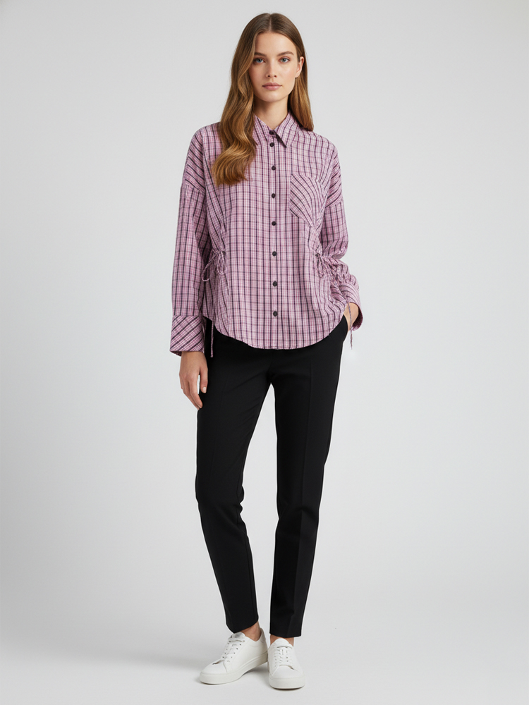 Flannel Shirt Lined - Damska modna koszula w kratę, elegancki