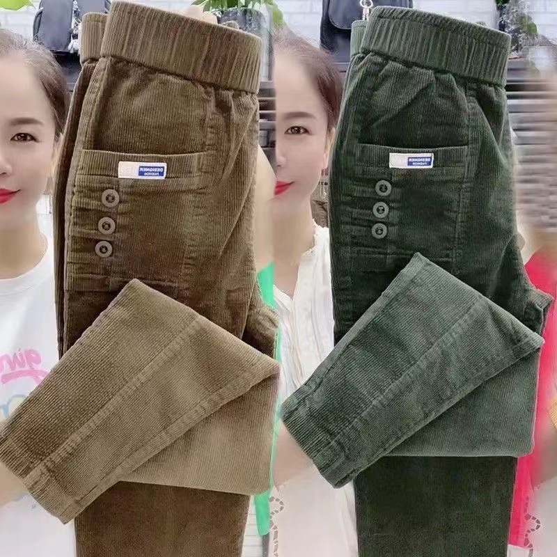 Corduroy Pant Warm - Damskie ciepłe, wiosenne zimowe kieszenie na