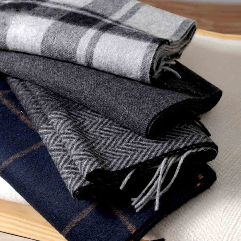 Wool Scarf Men - Szalik Pashmina męski zimowy pasek solidny