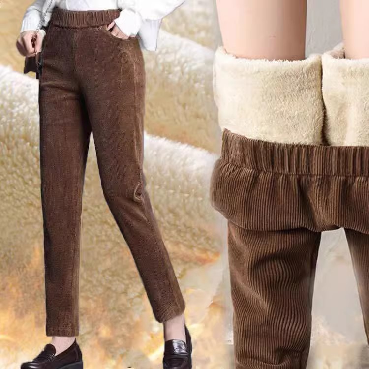 Corduroy Pant Warm - 1 szt. Kobiety jesienno-zimowa pluszowe pogrubienie