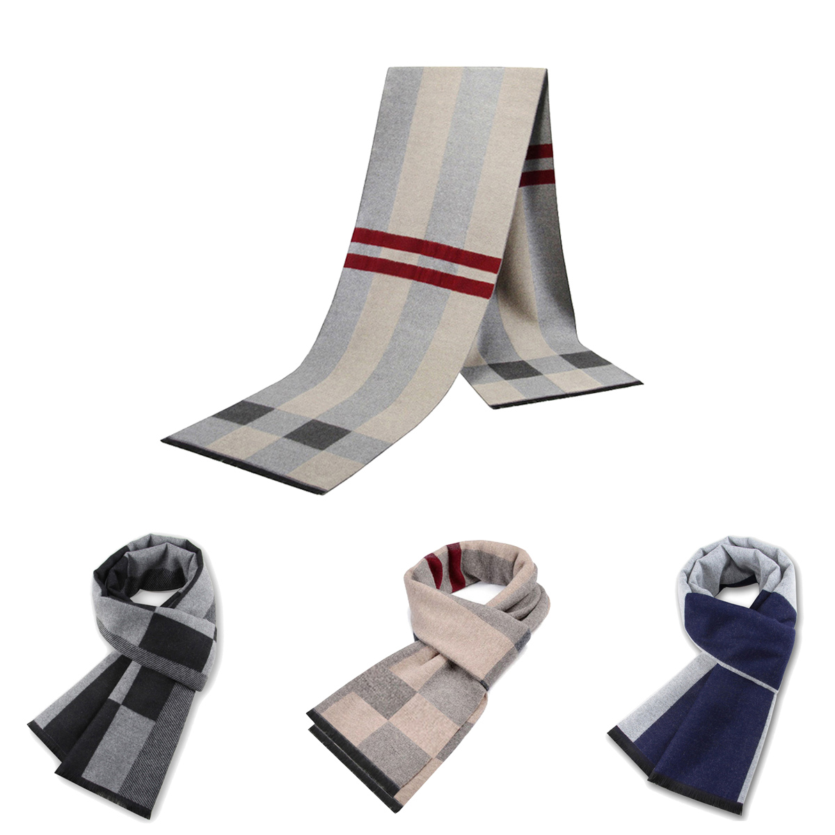 Wool Scarf Men - Męski Szalik Zimowy Imitacja Kaszmiru Luksusowa