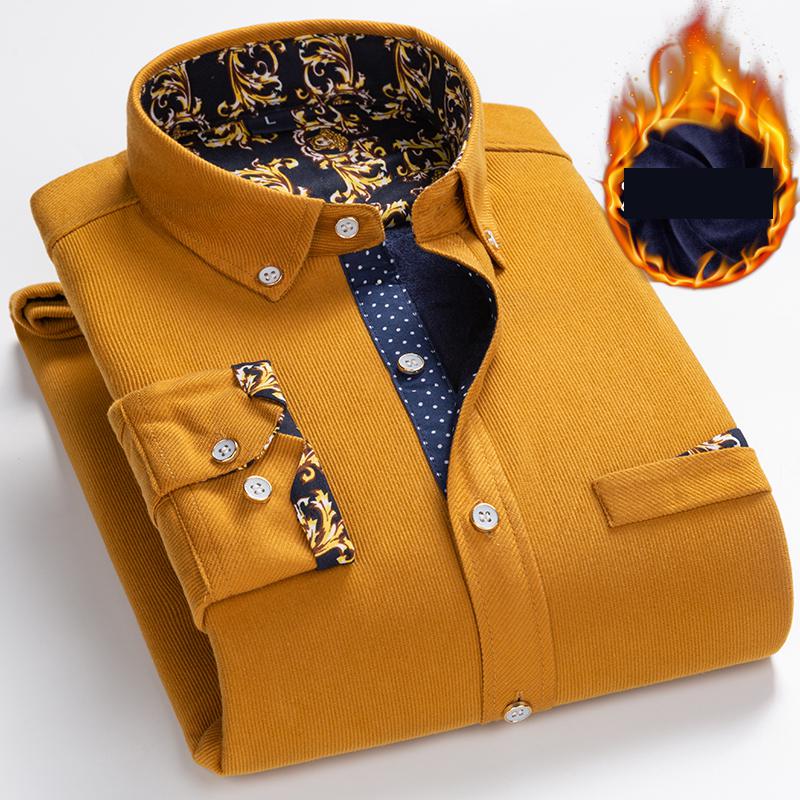 Flannel Shirt Lined - Męska koszula termiczna z grubego sztruksu,