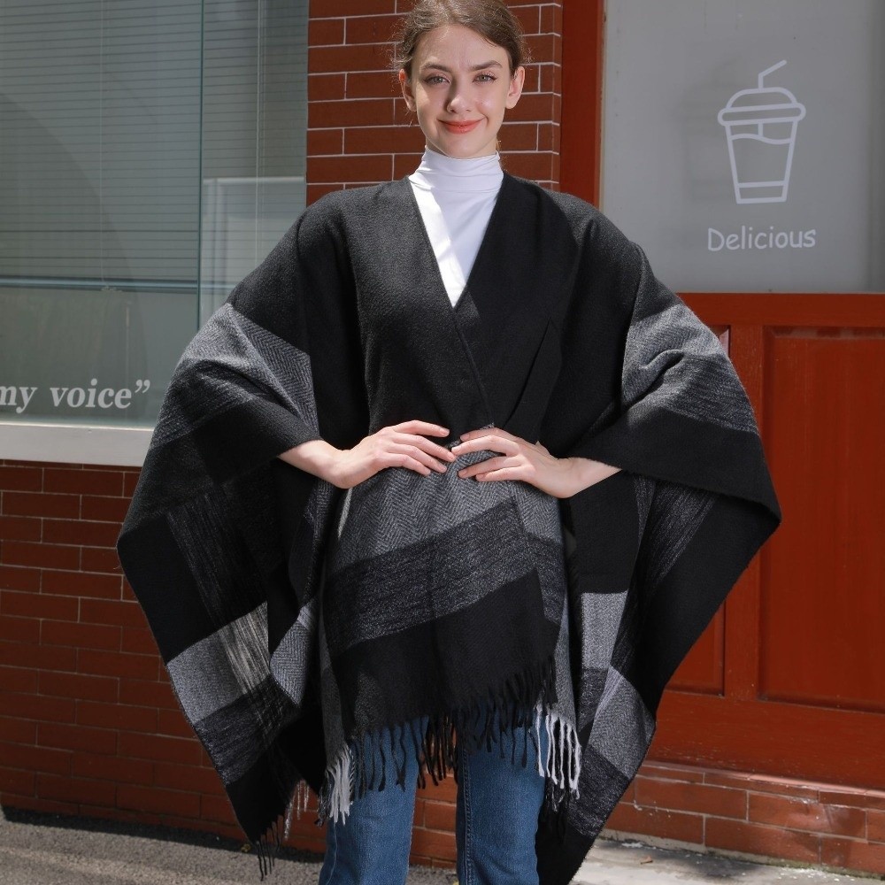 Ciepły płaszcz w kratę, szal p – Shawl Wrap Winter recenzja i cena