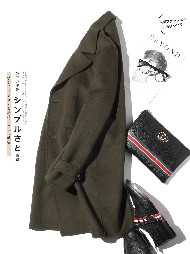 AYUNSUE 100% Wełniany Płaszcz  – Wool Coat Peacoat recenzja i cena