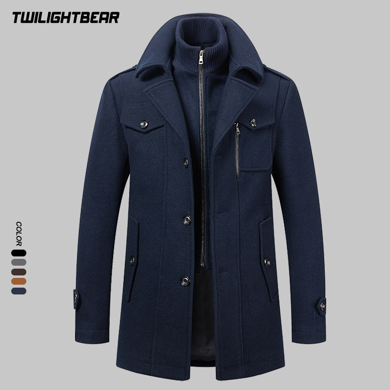 Męski zimowy płaszcz wełniany  – Wool Coat Peacoat recenzja i cena