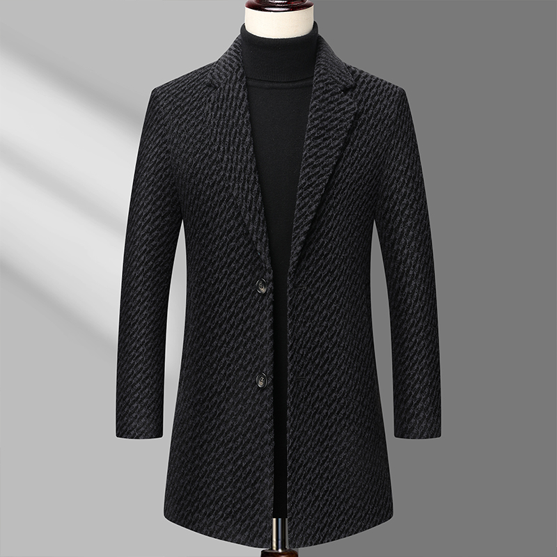 Długi płaszcz męski, męska kur – Wool Coat Peacoat recenzja i cena