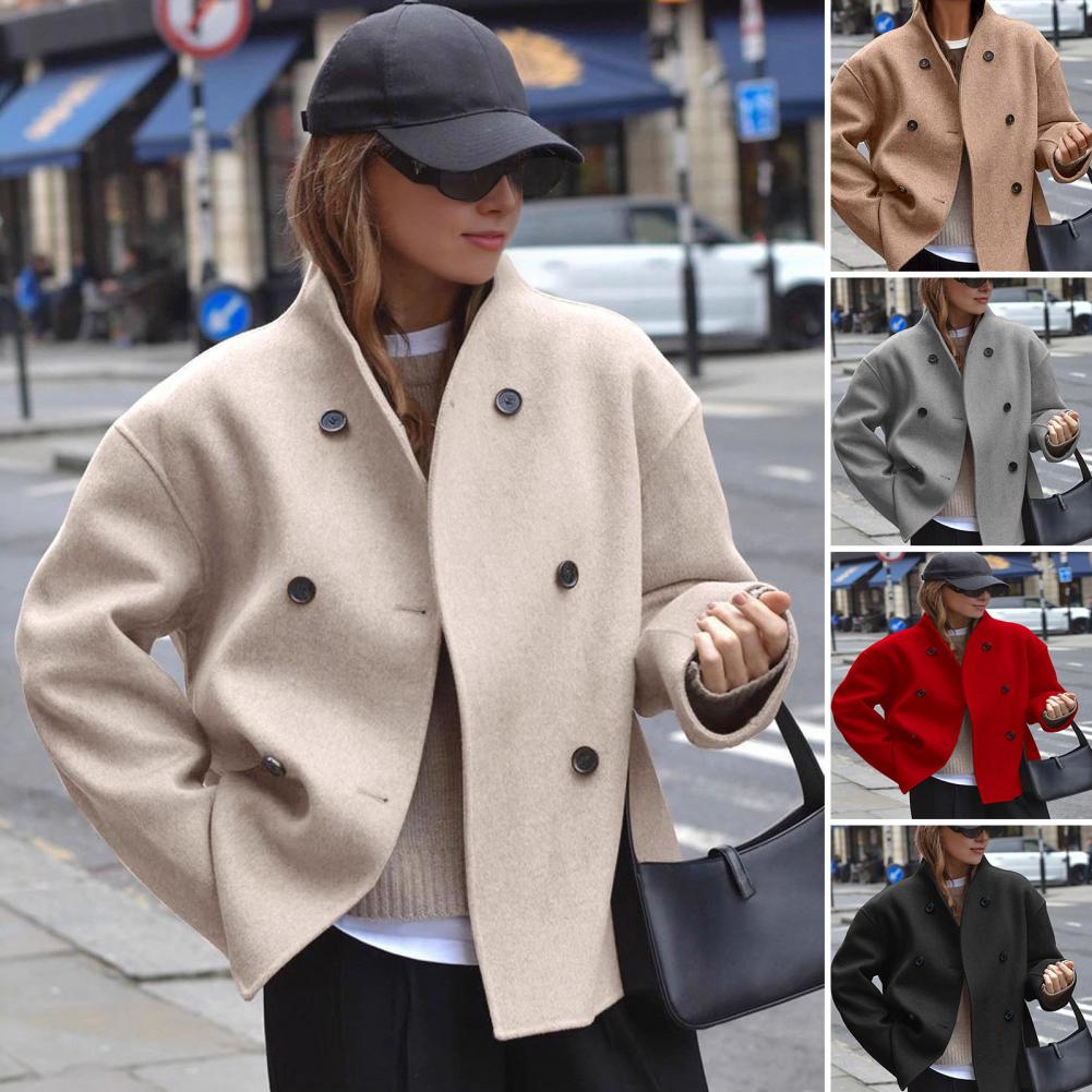 Damski zimowy krótki płaszcz w – Wool Coat Peacoat recenzja i cena