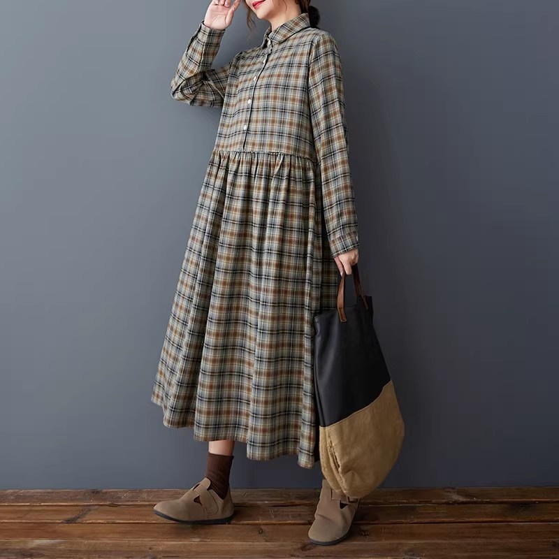 Koreańska luźna sukienka koszu – Flannel Shirt Lined recenzja i cena