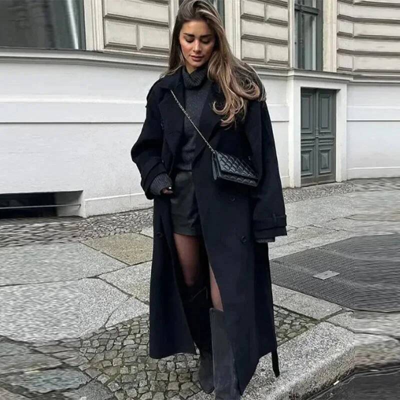Elegancki szary płaszcz damski – Wool Coat Peacoat recenzja i cena